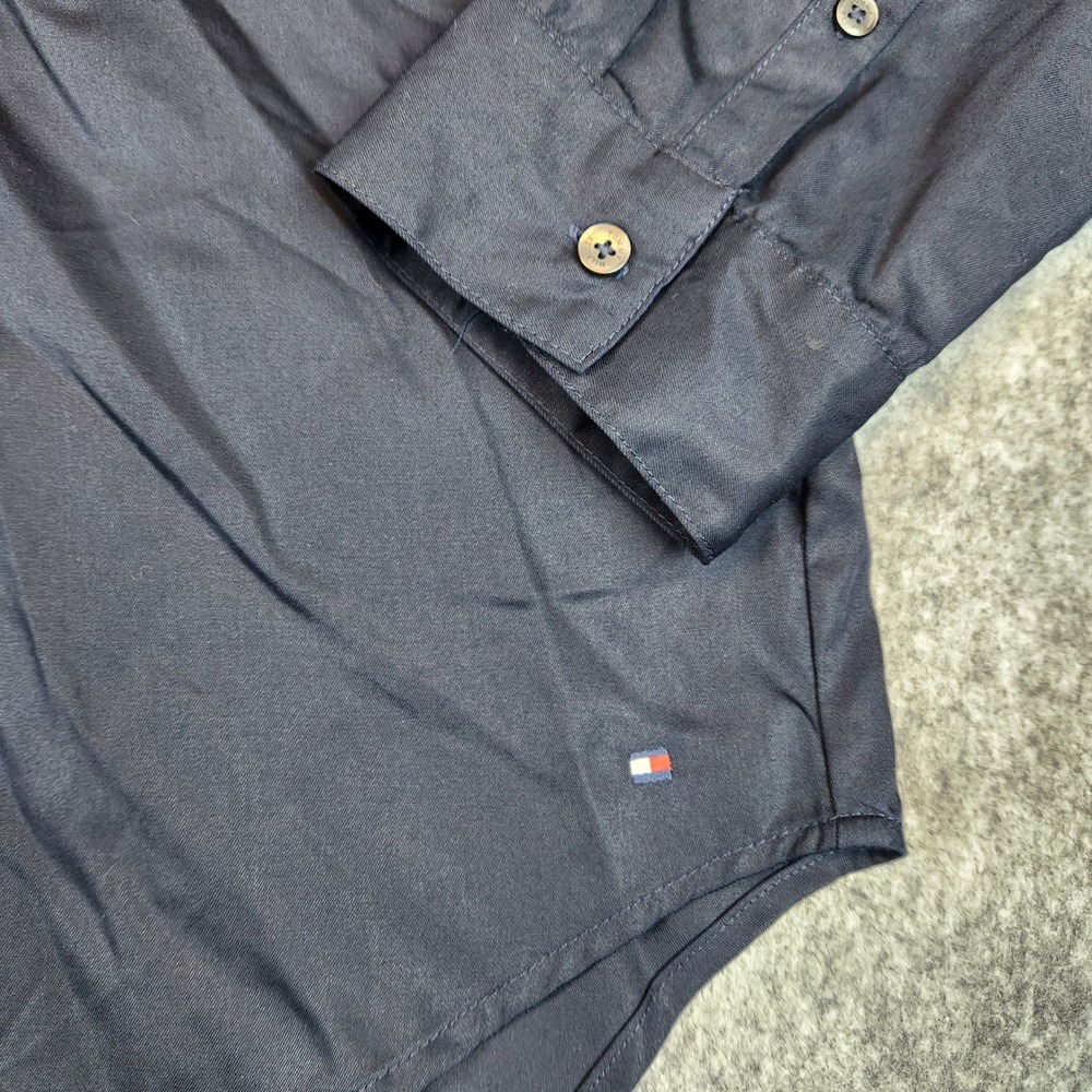 NWT Tommy Hilfiger Utility Shirt Women‎ XL Blue Lyocell Roll Tab Blouse Midnight - Picture 7 of 14